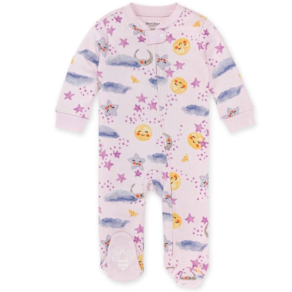 Burt’s Bees Baby Moon Dreams Purple Organic Cotton Bodysuit Jumpsuit 6-9M